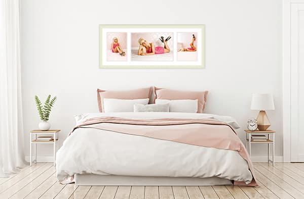 Three across large classic frame in a boudoir room set
